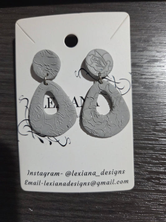 Grey Pressed Floral Dangle