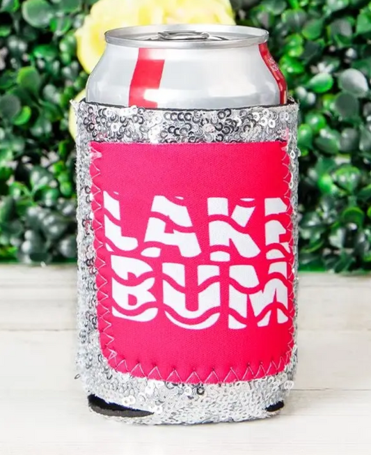 Lake Bum Sequin Koozie