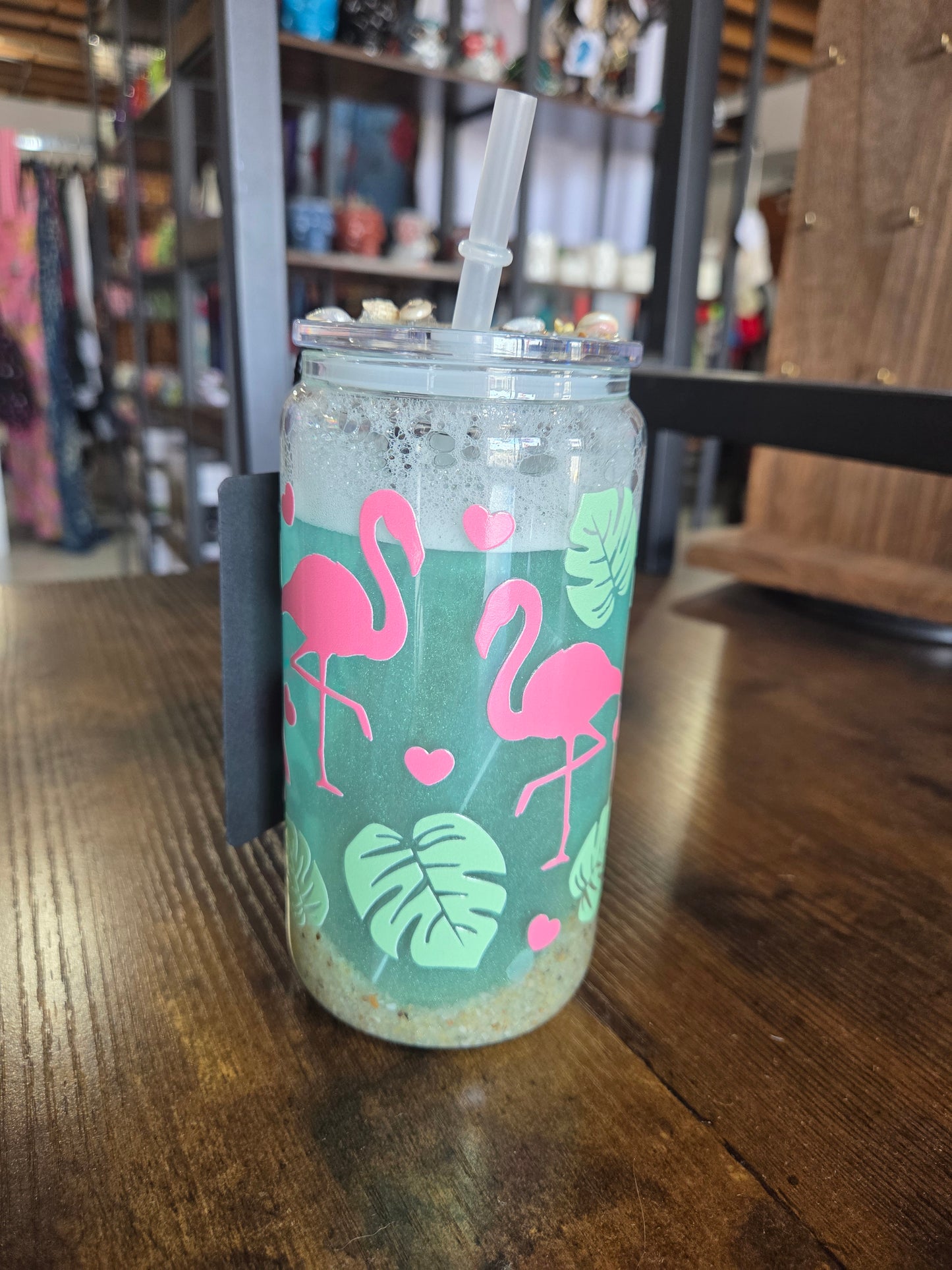 Flamingo Beach Snow Globe