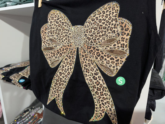 Rhinestone Leopard Bow