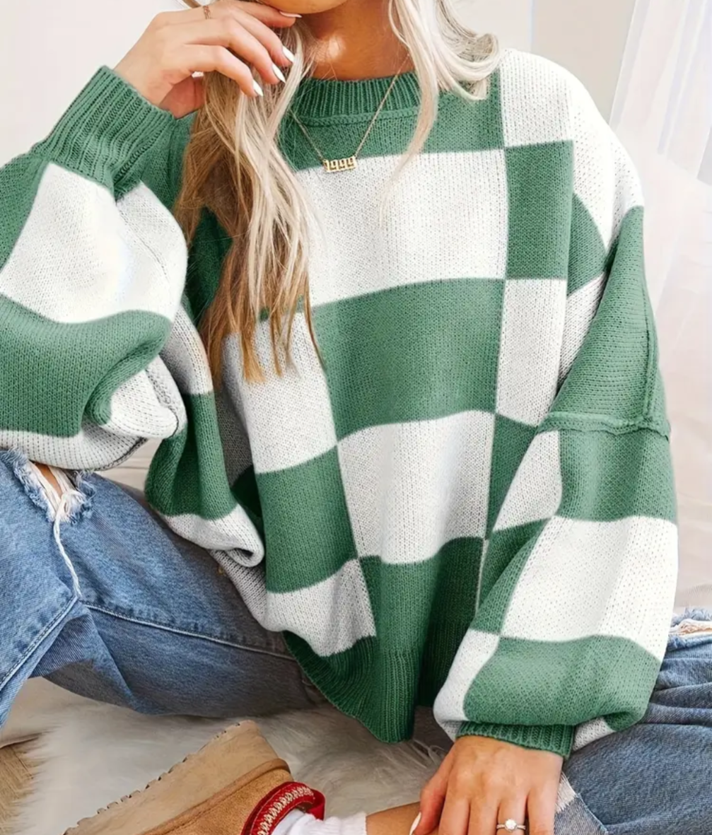 Green Checkered Sweater