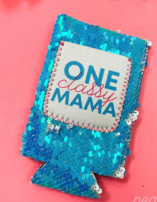 One Classy Mama Sequin Koozie