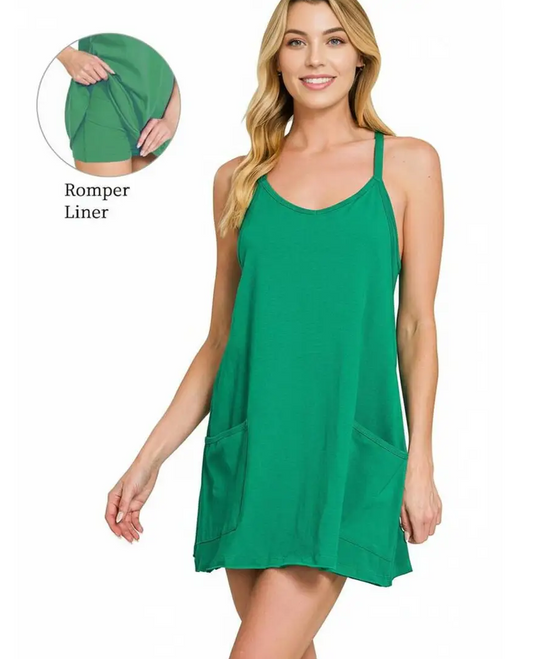 Romper Dress - Kelly Green