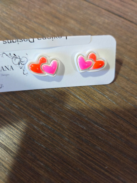 Dbl Heart Studs