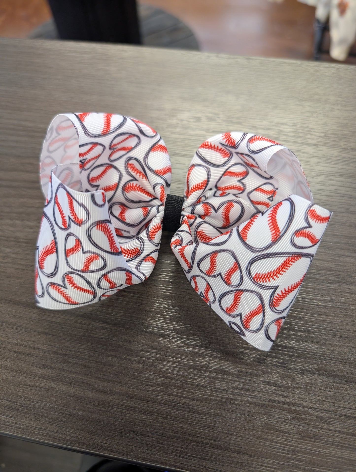 Heart Baseball Bow