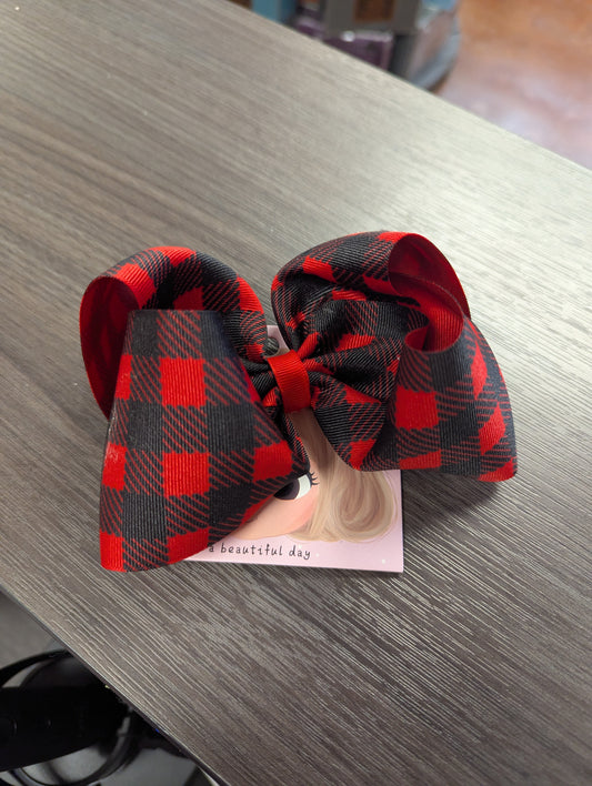Plaid Red/Black Bow2