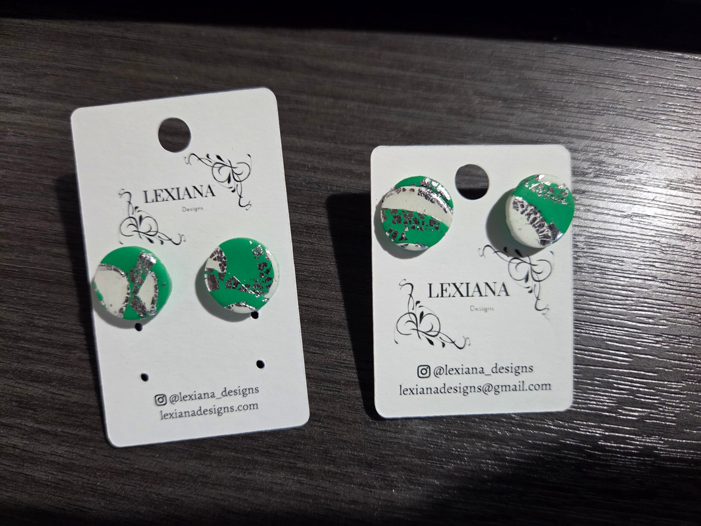 Green/White Circle Studs