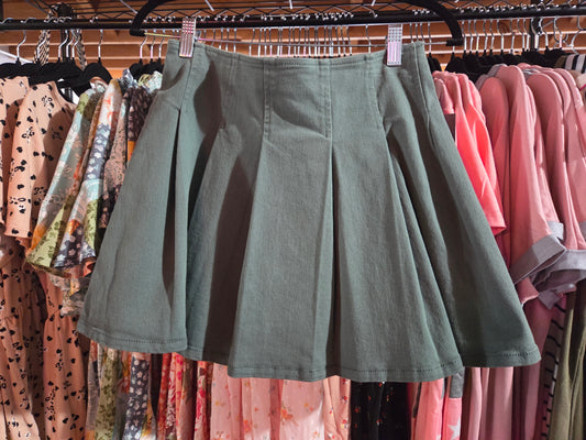 Green Pleated Skirt