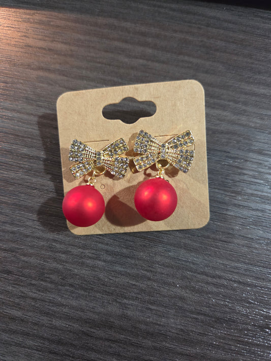 Gold Bow W/ Red Balls