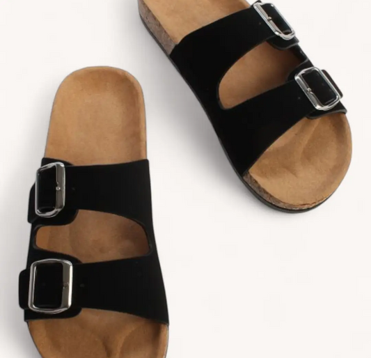 Double Buckle Sandal - Black