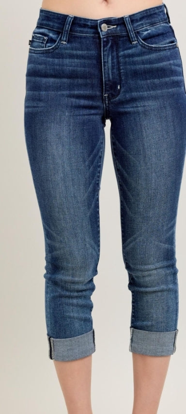 Judy Blue DK Wash Cuffed Capri