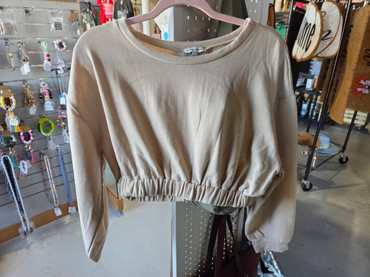 Cozy Crop Sweatshirt (Khaki)
