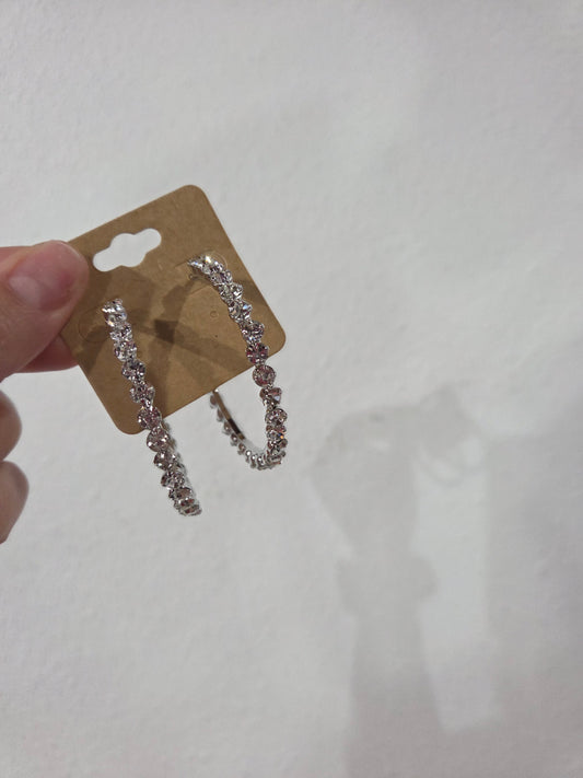 Clear Rhinestone Hoop LG