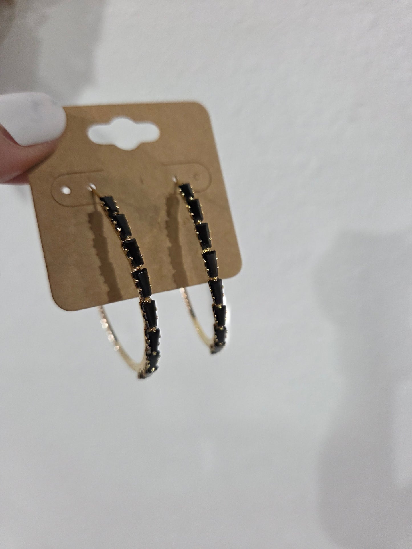 Blk Rhinestone Hoop