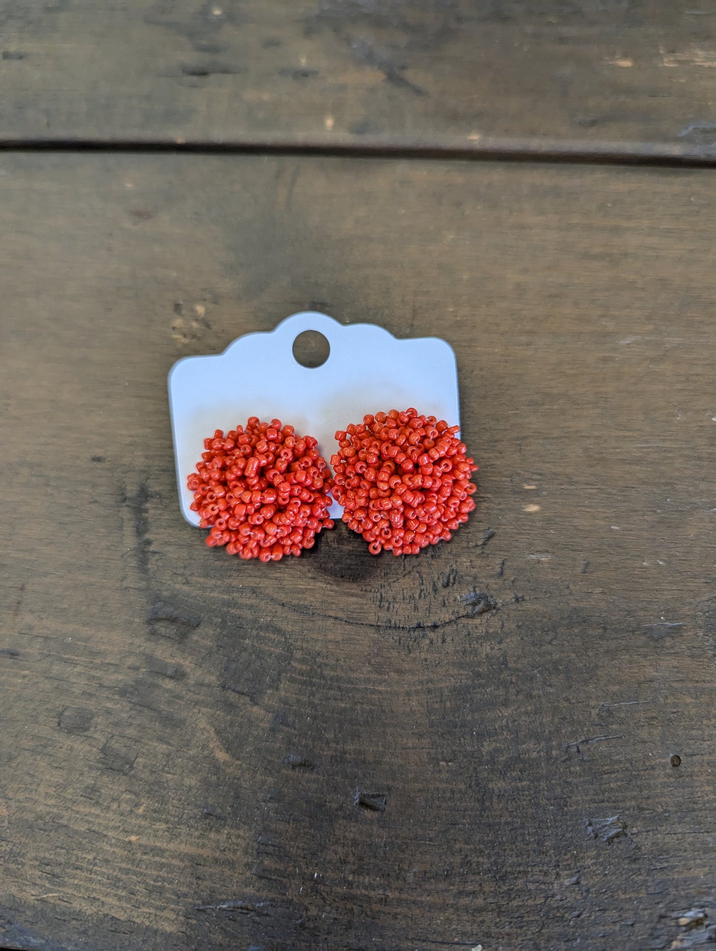 Orange Bead Ball Earrings