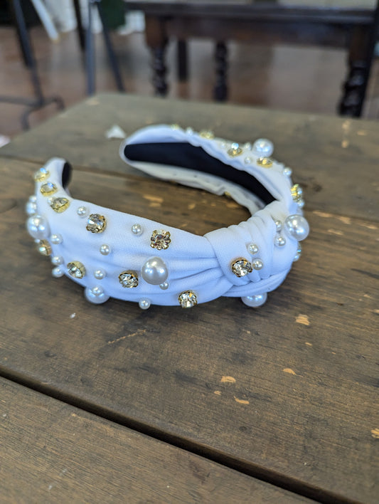 White Pearl Rhinestone Headband