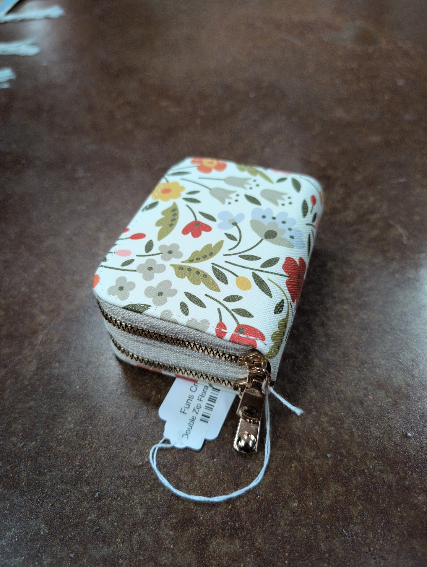 Double Zip Floral Wallet