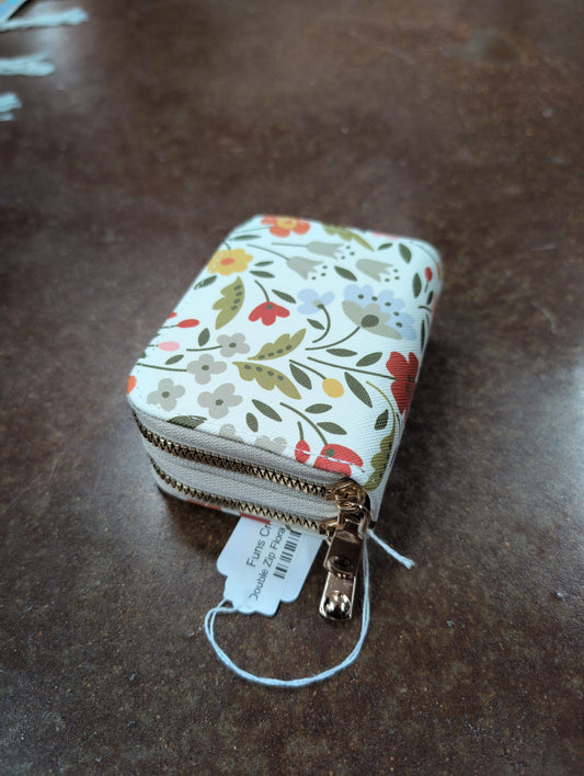 Double Zip Floral Wallet