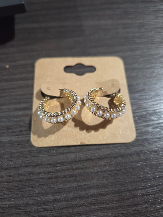 Pearl/Gold Sm Hoop