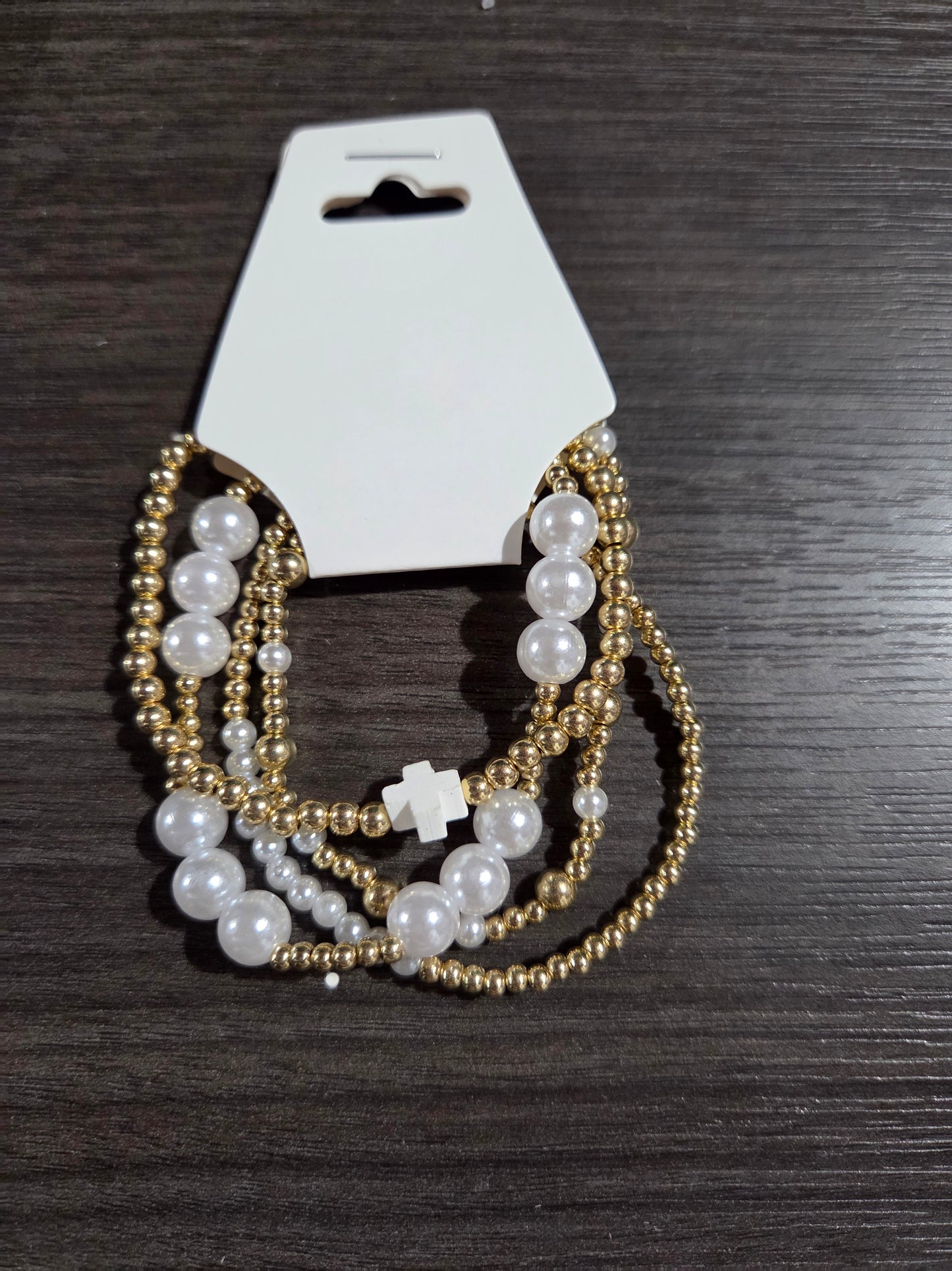 Gold/Pearl Cross Bracelets