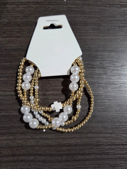Gold/Pearl Cross Bracelets