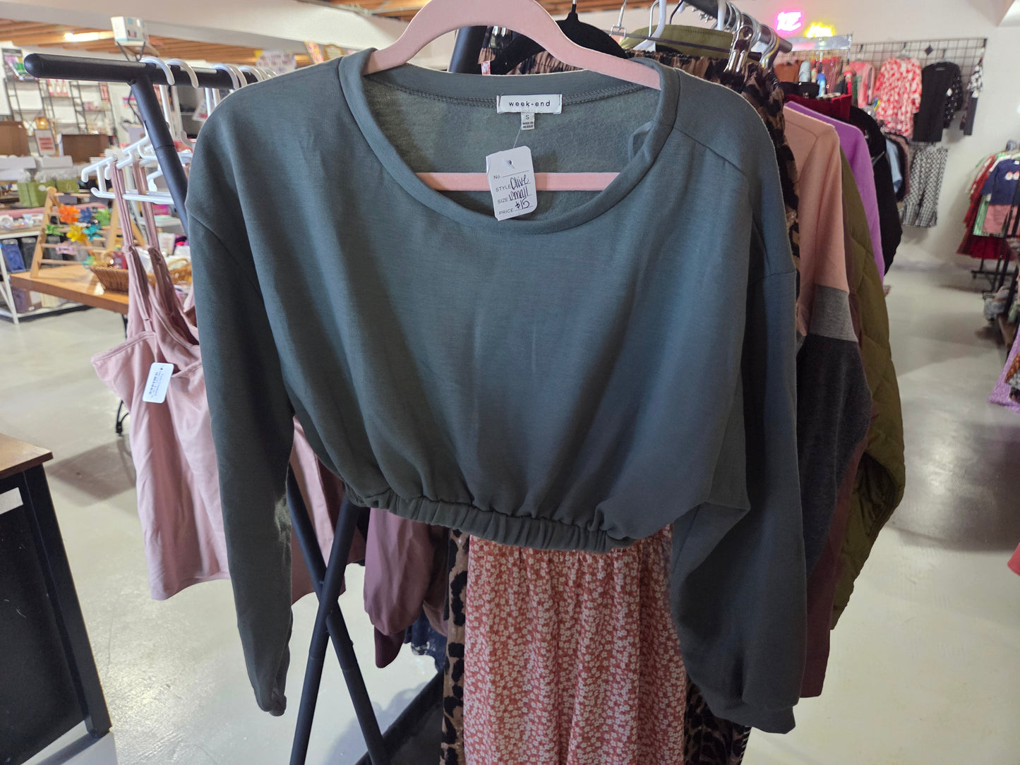 Cozy Crop Sweatshirt (Olive)