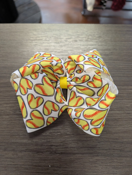 Heart Softball Bow