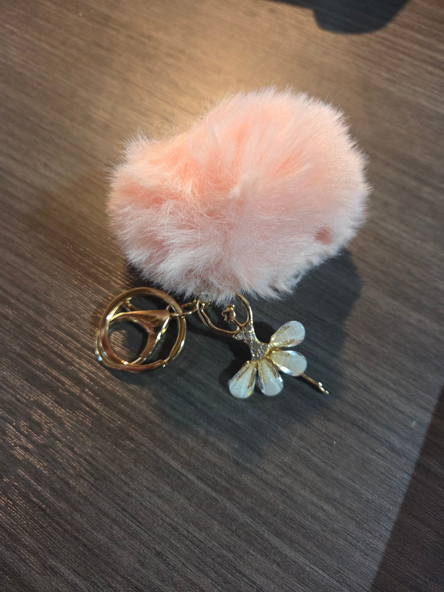 Pink Ballerina Puff Keychain