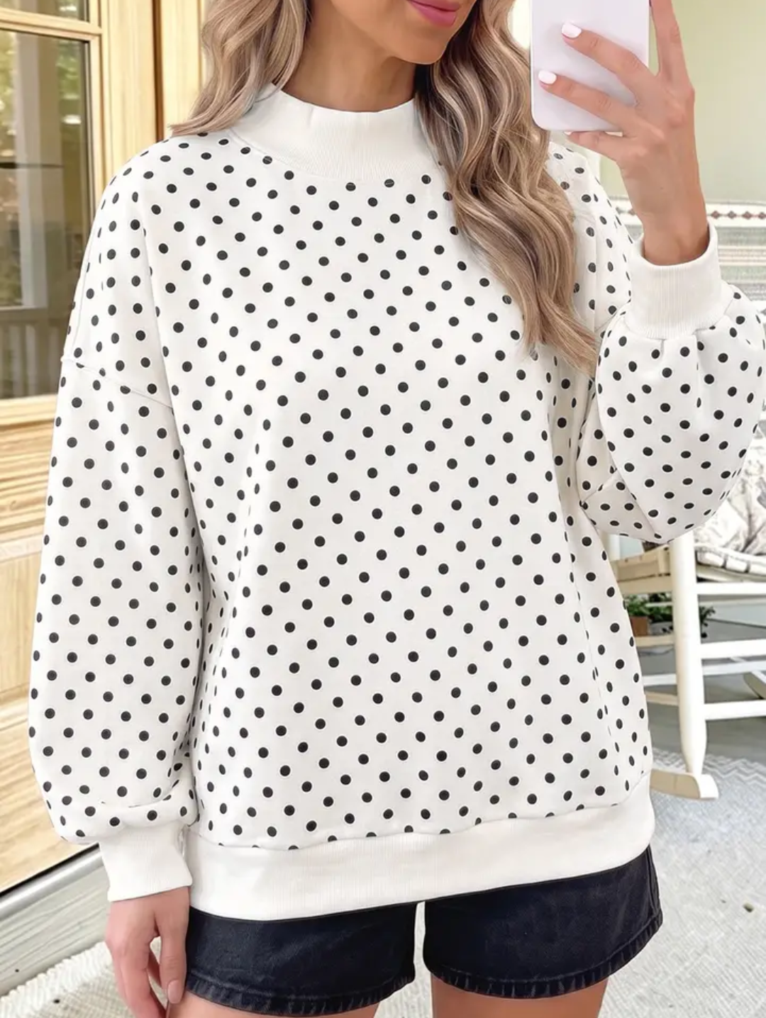 PolkaDot Mock Sweatshirt