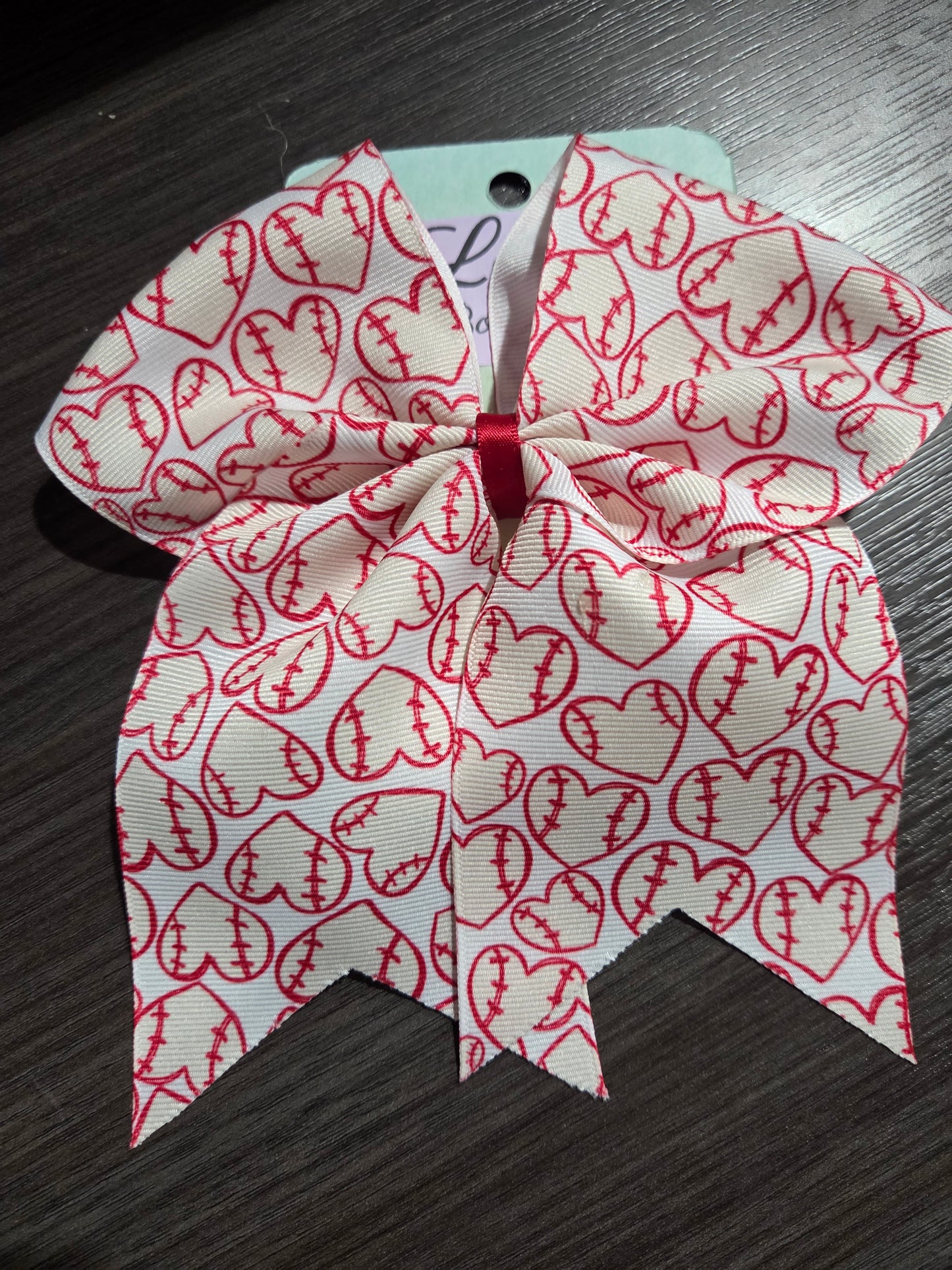 Baseball Heart Bow