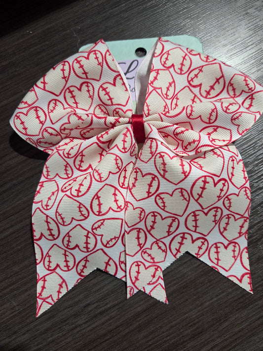 Baseball Heart Bow