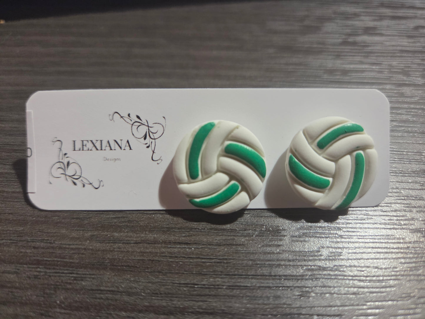 Green/White Volleyball Stud
