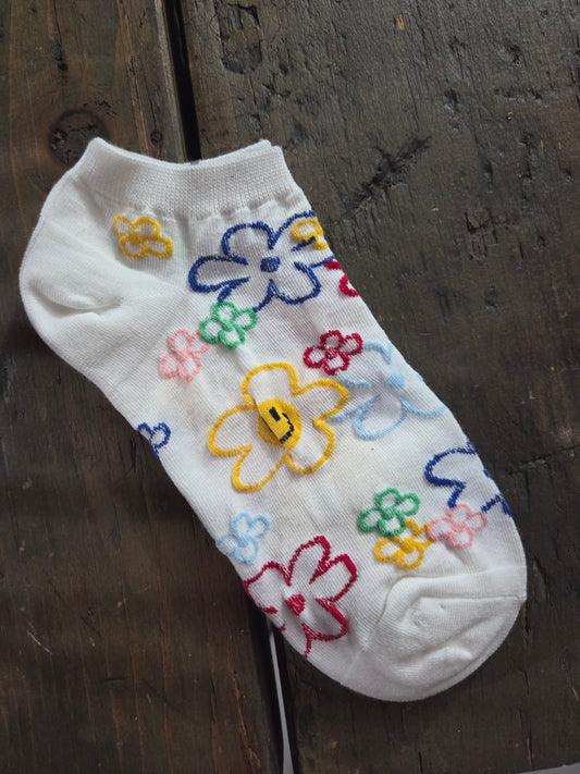 White w/ Flower Socks