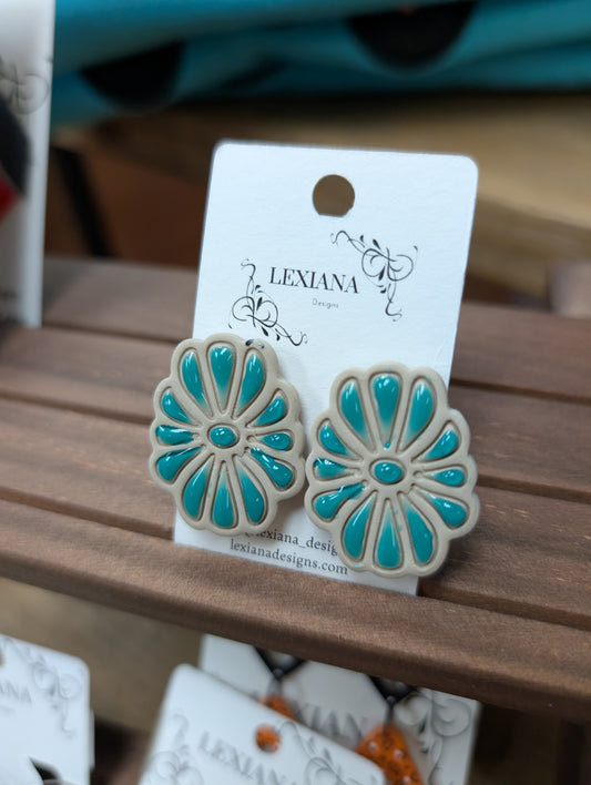 Turquoise Floral Stud