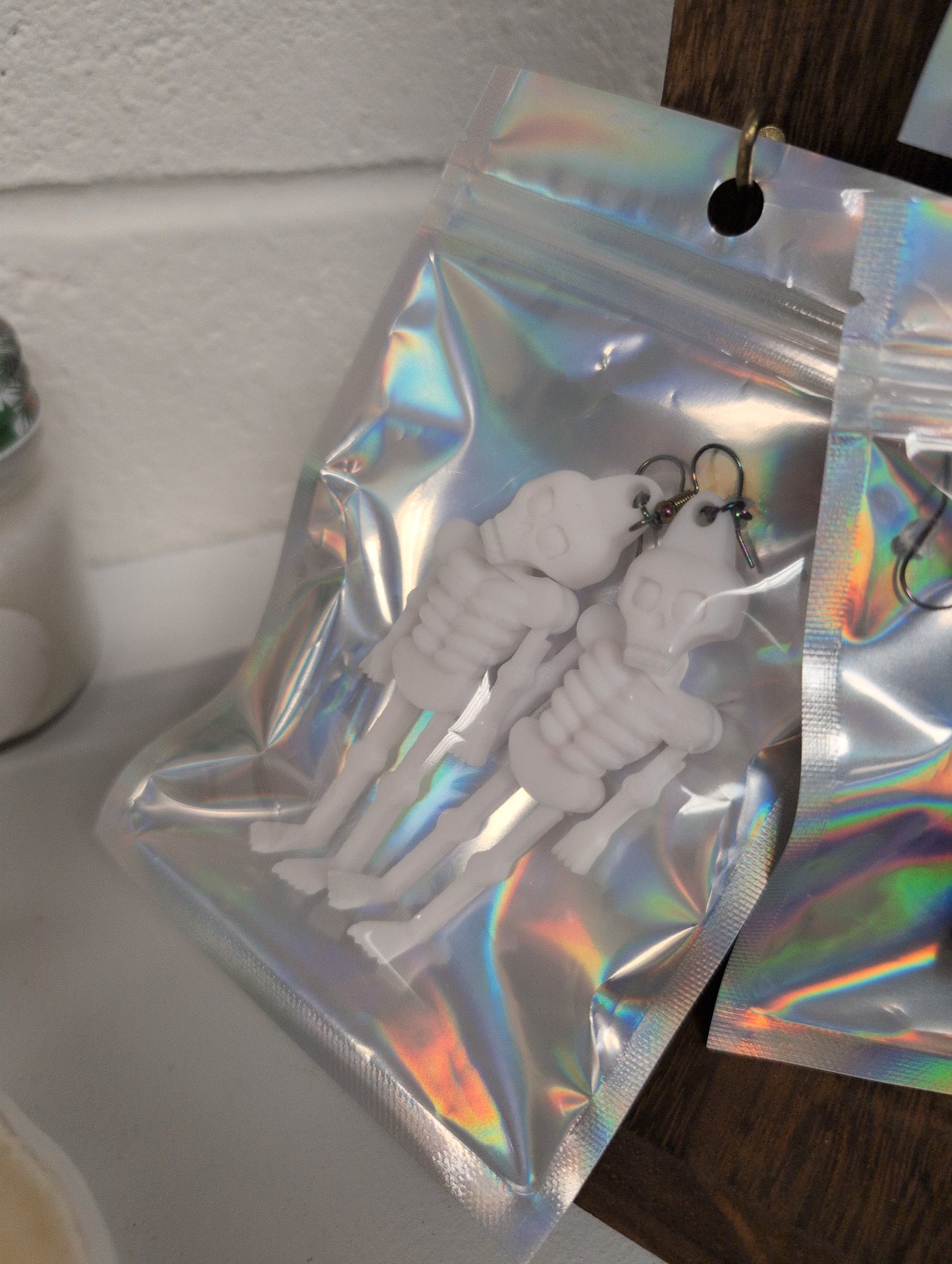 Skeleton White Earrings