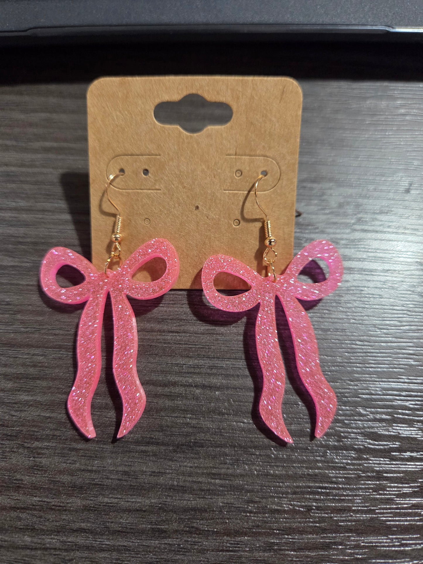 Pink Glitter Bow Dangle