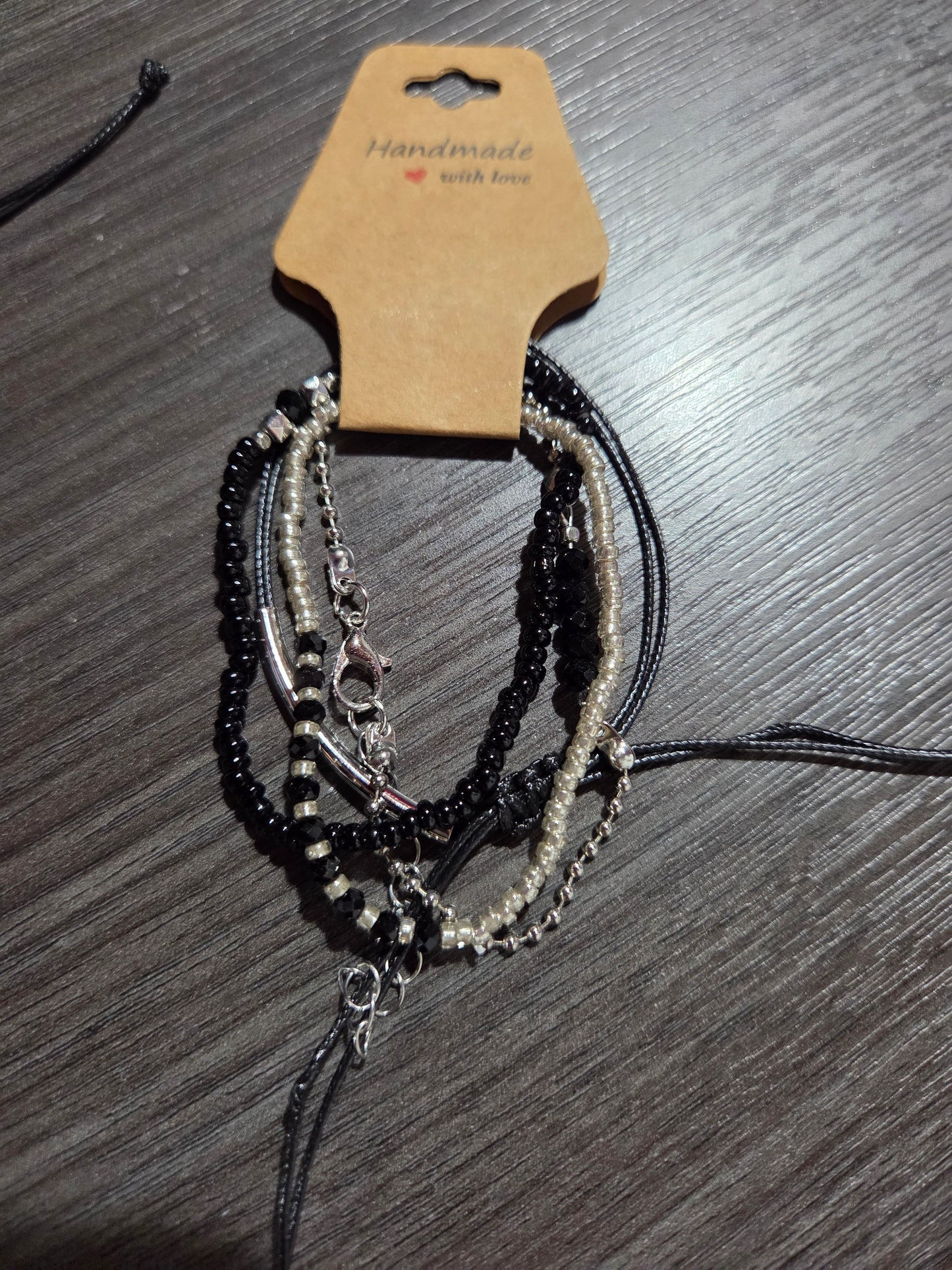 Blk/Silver Multi Strand Bracelets