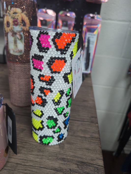 20 OZ RHINESTONE NEON LEOPARD
