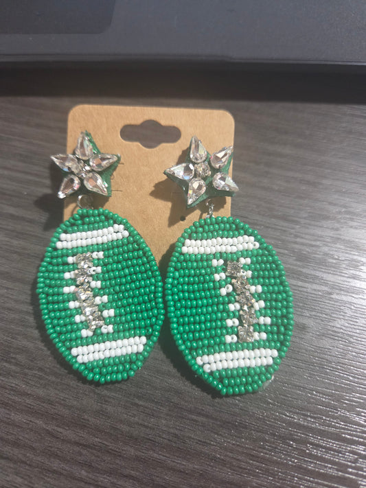 Beaded Green Fball Dangle