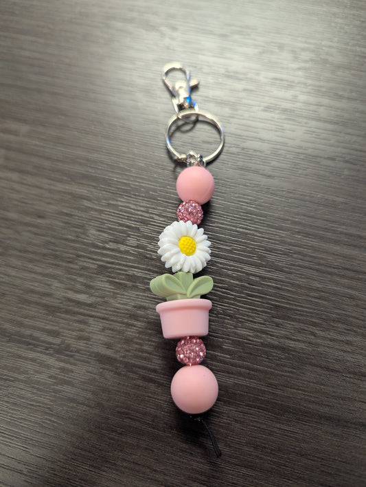 Pink Bling Flower Keychain