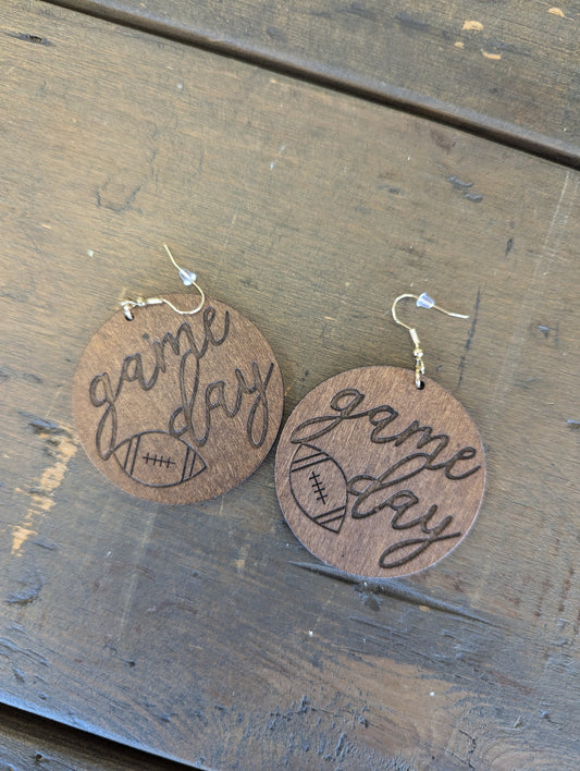 Wood Game Day Earrings
