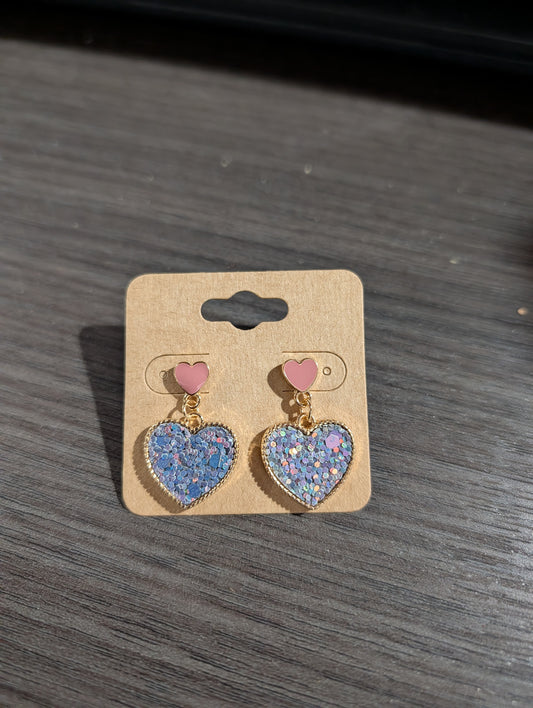 Pink Glitter Heart Dangle