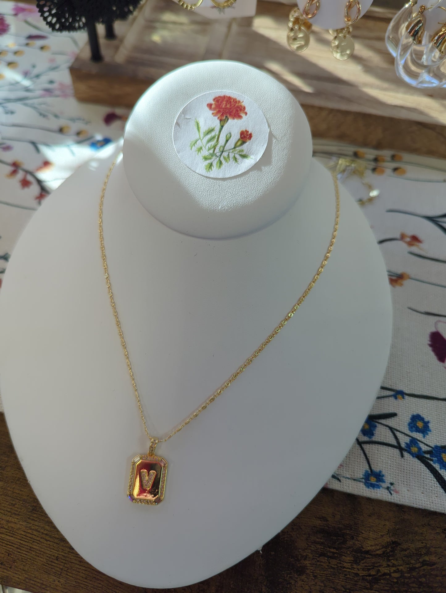 Initial Card Necklace