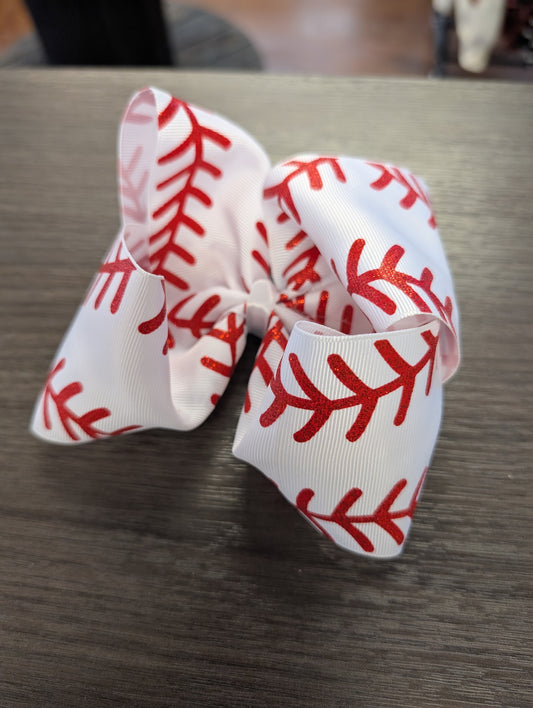 Glitter Baseball Bow