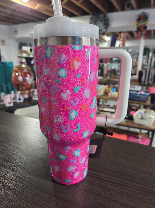40oz Tumbler Pink Leopard