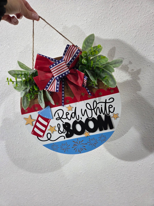 Red, White & Boom Door Hanger