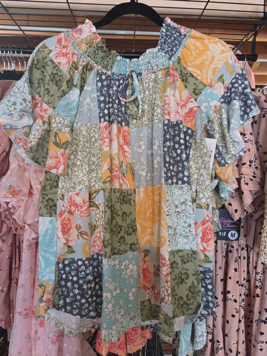 Green Patchwork Top
