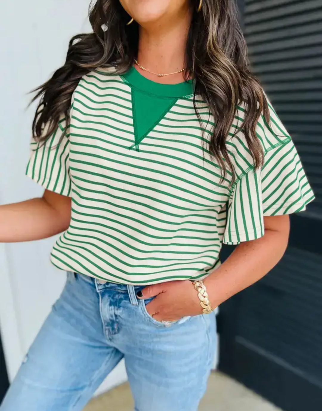 Green Stripe Loose Sleeve