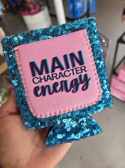 Main Character Energy Sequin Koozie