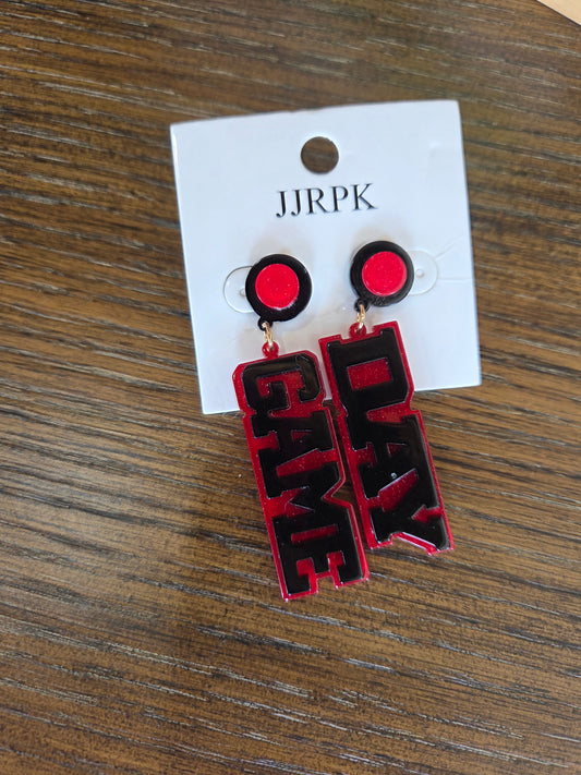 Game Day Earrings- Red/Blk